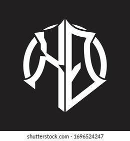 XQ Logo monogram with emblem and circle rounded design template