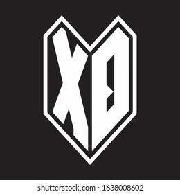 XQ Logo monogram with emblem line style isolated on black background