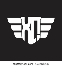 XQ Logo monogram with emblem and wings element design template