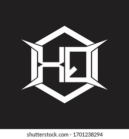 Monograma de logotipo XQ con hexágono y plantilla de diseño de forma de cuatro ejes