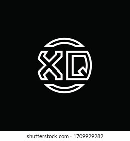 XQ logo monogram with negative space circle rounded design template