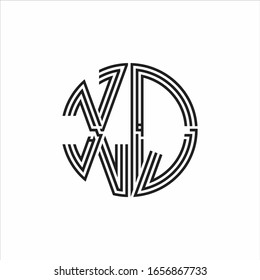 XQ Logo monogram triple ribbon style line design template isolated on white background