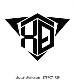 XQ Logo monogram with wings arrow around design template on white background