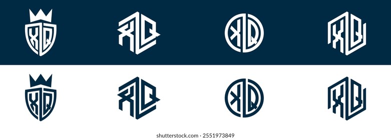 Design do conjunto de logotipo da letra XQ QX