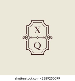 XQ vintage wedding initial logo in high quality professional design that will print well across any print media
