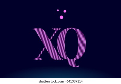 xq x q alphabet letter logo pink line stripes magenta purple blue font creative text dots company vector icon design template