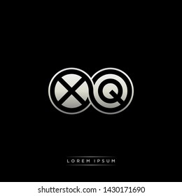 XQ X Q initial letter linked circle capital monogram logo modern template silver color edition