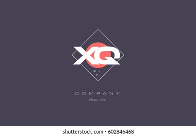 xq x q  vintage retro pink purple rhombus alphabet company letter logo design vector icon creative template background