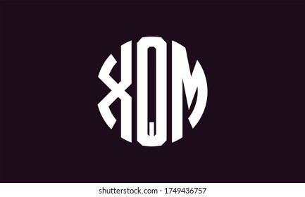 Plantilla de logotipo XQM Circle Emblem Resumen Monograma Letra Mark Vector
