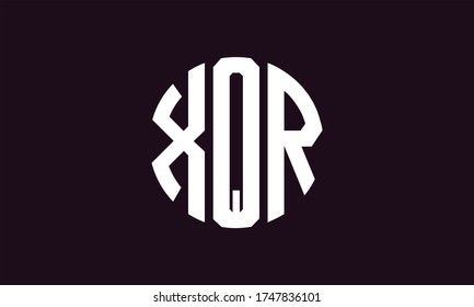 Plantilla de logotipo de marca vectorial de la letra monográfica del círculo XQR Emblem Resumen