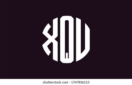 XQU Circle Emblem Abstract Monogram Letter Mark Vector Logo Template