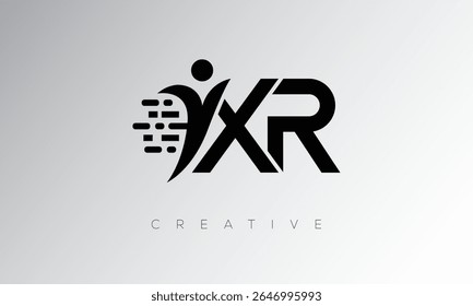XR Creative Digital Monogram Logo – Futuristic Letter mark Design Featuring Human Shape, Pixel Motion and Minimal Tech Style for Innovative Branding Identity