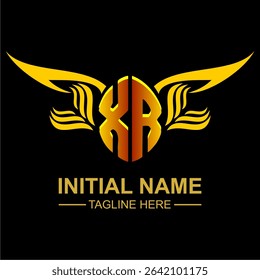 XR Golden Wing Emblem Logo with elegant gold wings, sleek and modern design. Ideal for branding, creative projects, luxury businesses, or artistic ventures.