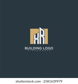 XR initial letter building logo for real estate with square design