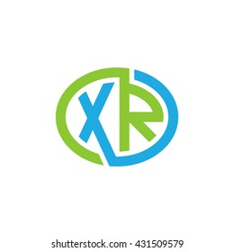 XR initial letters looping linked ellipse logo blue green