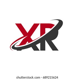 XR initial logo company name colored red and black swoosh design, isolated on white background. vector logo for business and company identity.