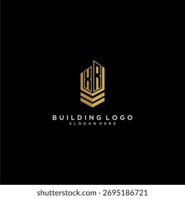 Logotipo de monograma inicial XR para bienes raíces con estilo de construcción