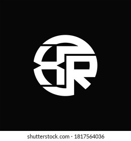 XR initial monogram Logo with rounded line design template on black background