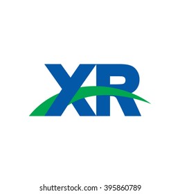 XR initial overlapping swoosh letter logo blue green