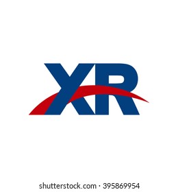 XR initial overlapping swoosh letter logo blue red