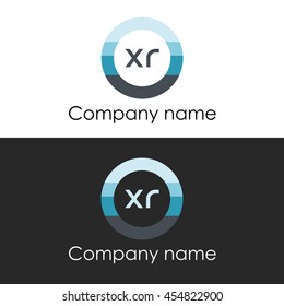 XR letter circle shape icon logo white blue