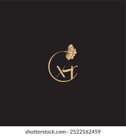 XR letter initial line logo modern circle floral monogram wedding concept