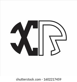 XR Letter logo monogram with oval shape negative space design template white background