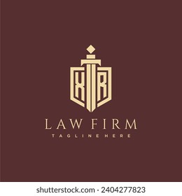 XR letter monogram for law firm with sword and shield logo image