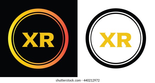 XR letters icon design template elements in abstract background logo, design identity in circle, alphabet letter