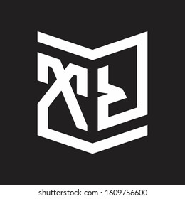 XR Logo Emblem Monogram With Shield Style Design Template Isolated On Black Background