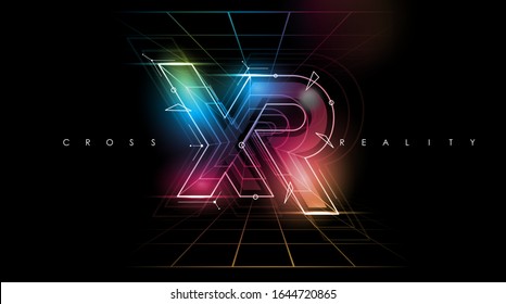 XR logo layout. Modern template for web and print. Cross reality concept.