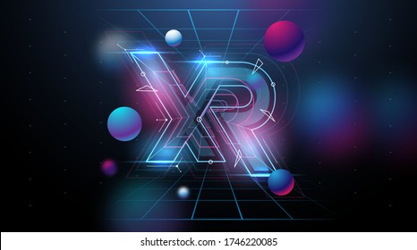 XR logo layout. Modern template for web and print. Cross reality concept.