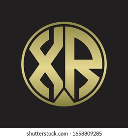 Monograma XR con el estilo de cinta de la pieza en colores dorados