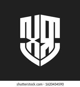 XR Logo monogram with emblem shield shape design isolated on black background