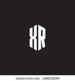 XR Logo monogram with hexagon shape style design template isolated on black background