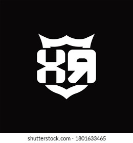 Monograma del logotipo XR con pantalla alrededor de la plantilla de diseño de forma de la corona
