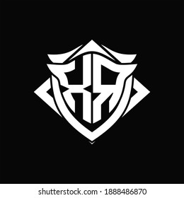 XR Logo monogram with shield and horn shape design template ON black background