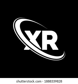 XR logo. X R design. White XR letter. XR X R letter logo design. Initial letter XR linked circle uppercase monogram logo.
