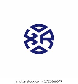 XR monogram logo with abstract shapes in modern style design template