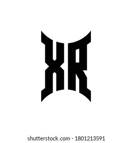 Logotipo de monograma XR con plantilla de diseño de lado curvo