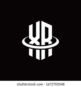 XR monogram logo in a hexagon style and surrounded by a ring