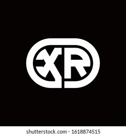 XR monogram logo with an oval style on a black background