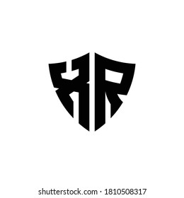 XR monogram logo with shield shape design template isolated on white background