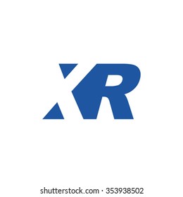 XR negative space letter logo blue