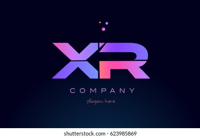 xr x r creative color blue background pink purple blue magenta alphabet letter company logo vector icon design