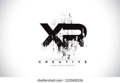 XR X R Grunge Brush Letter Logo Design in Black Colors. Creative Brush Letters Vector Illustration.