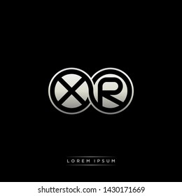 XR X R initial letter linked circle capital monogram logo modern template silver color edition