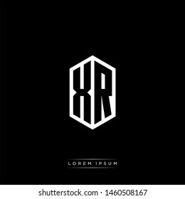 XR X R Logo Line Monogram with Negative Space with Black and White Colors