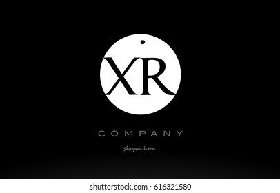 XR X R simple black white circle background alphabet company logo design vector icon template