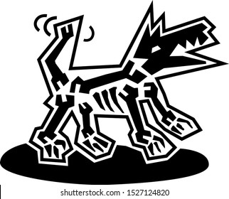 X-ray dog illustration cartoon on white background.